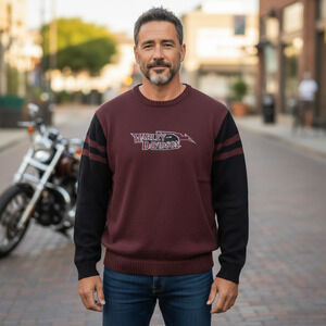 Harley Davidson XL Lambswool Sweater Vintage Made in Japan Logo